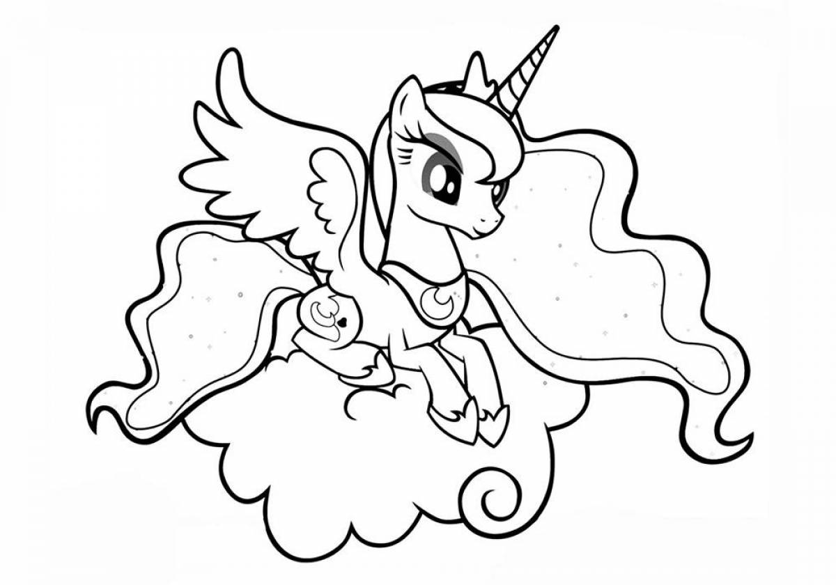 Exotic moon pony coloring book