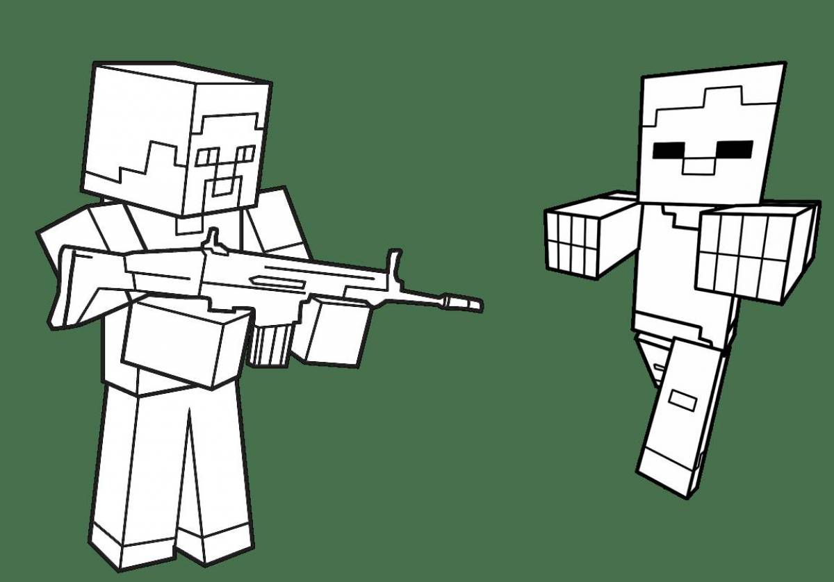 Colorful minecraft zombie coloring page