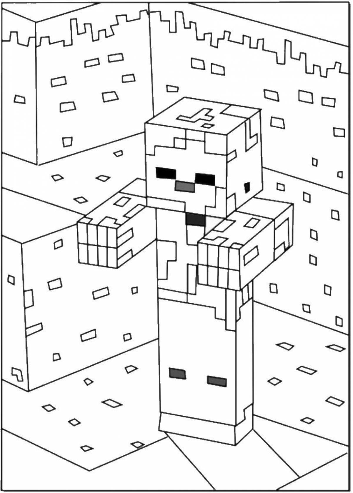 Minecraft zombie coloring pages