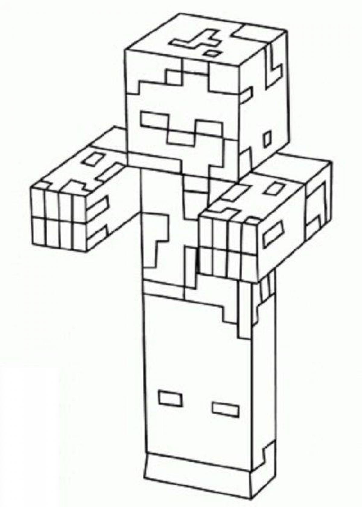 Minecraft zombie fun coloring page
