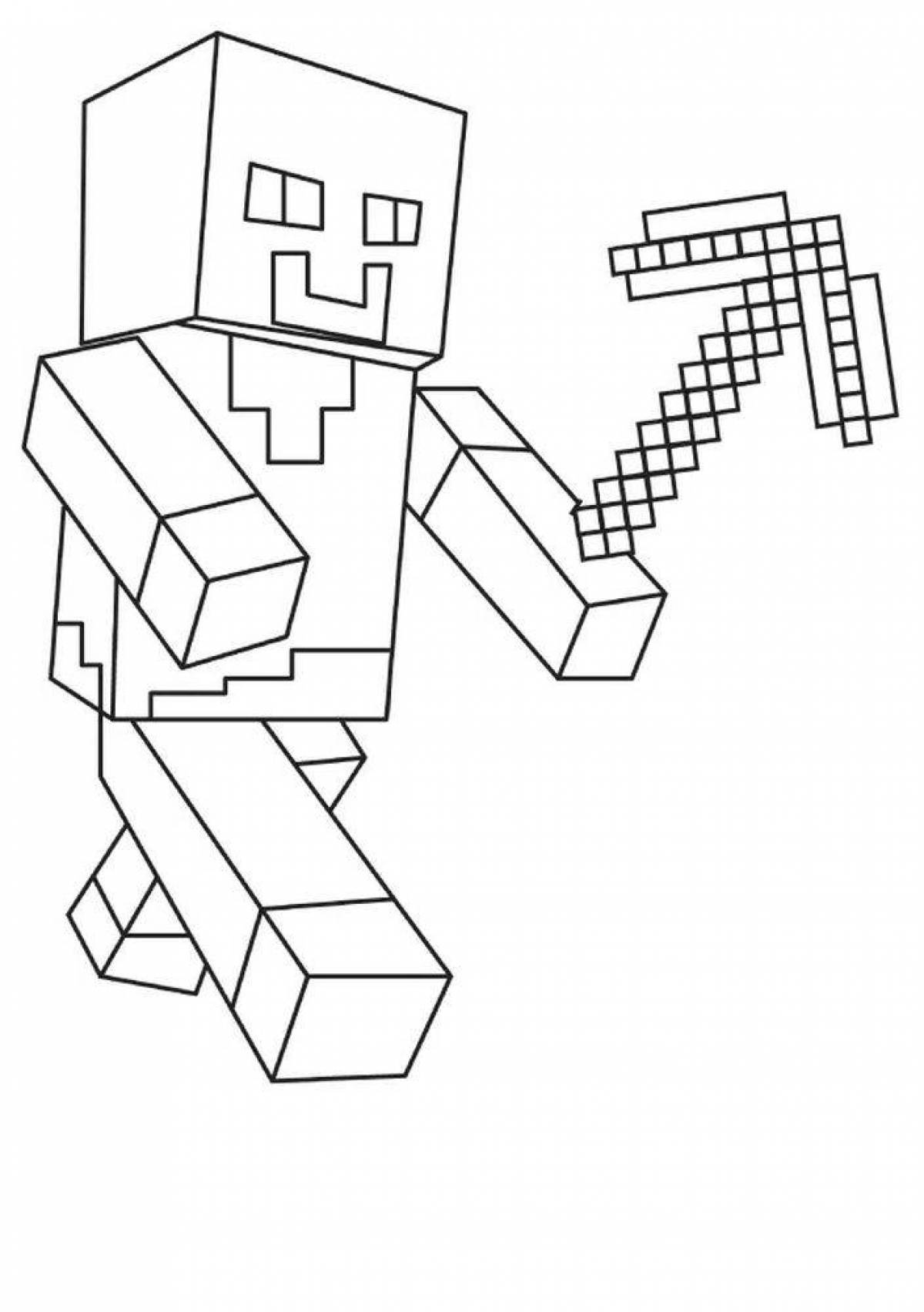 Fascinating minecraft zombies coloring page