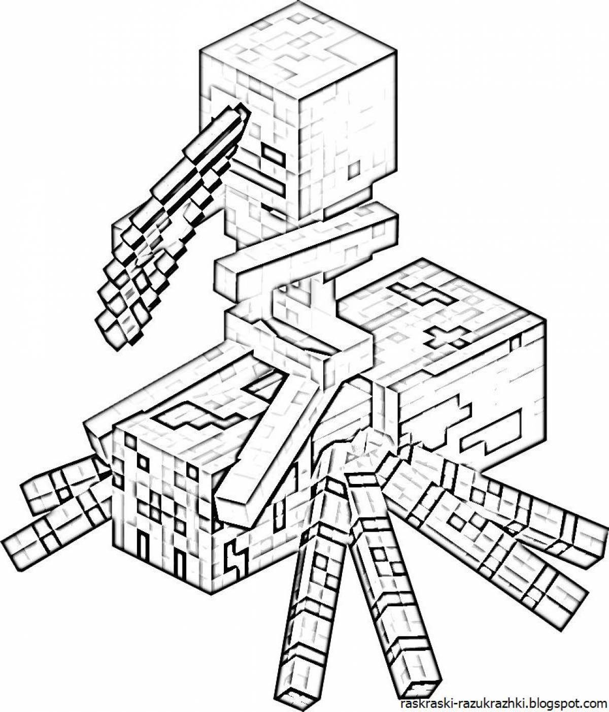 раскраска майнкрафт паук