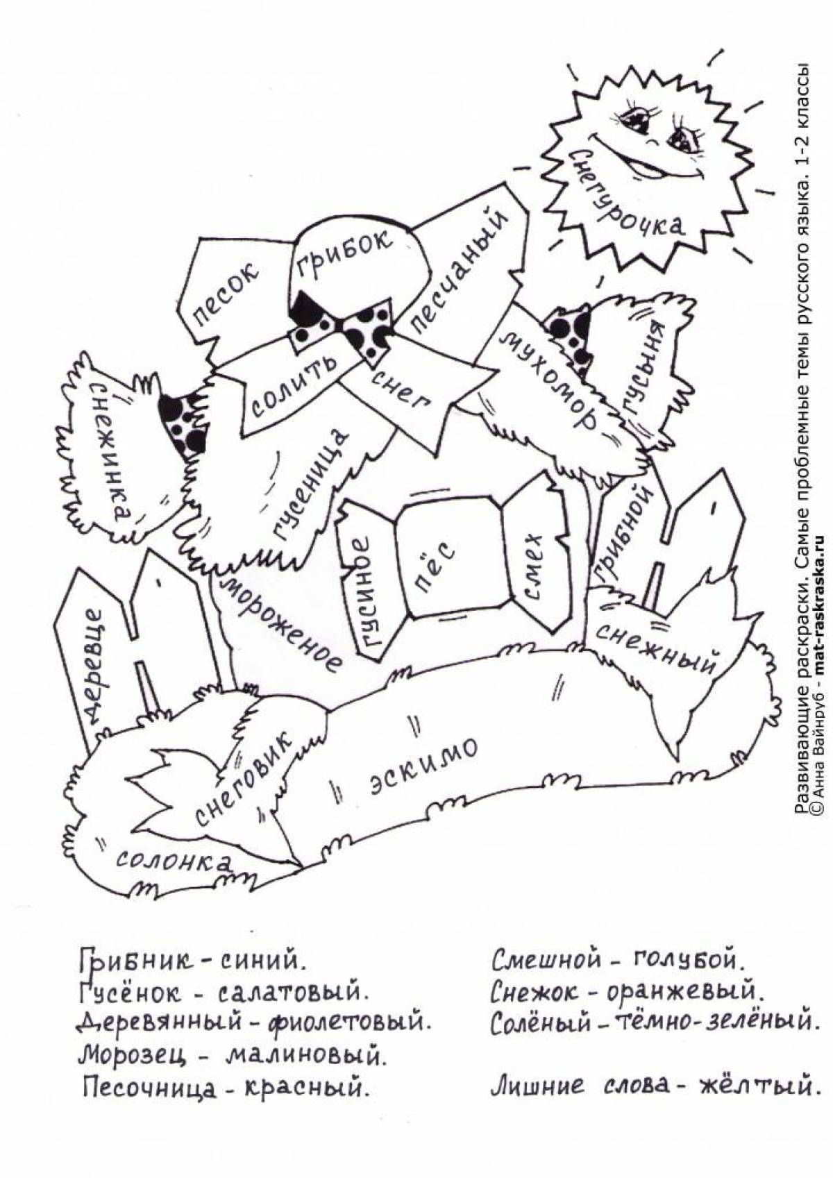 раскраска части речи 2 класс