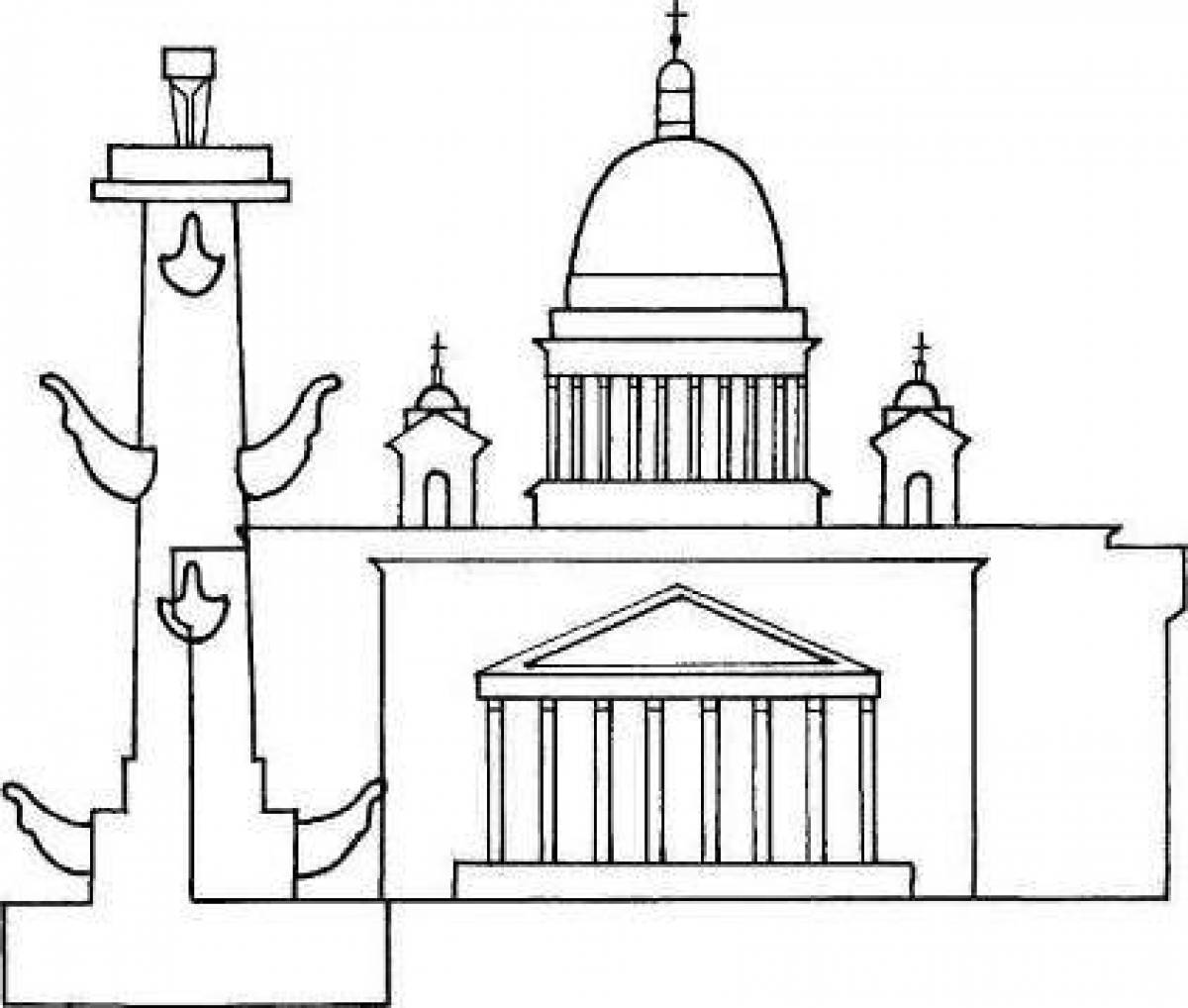 Ростральные колонны Санкт-Петербург раскраска