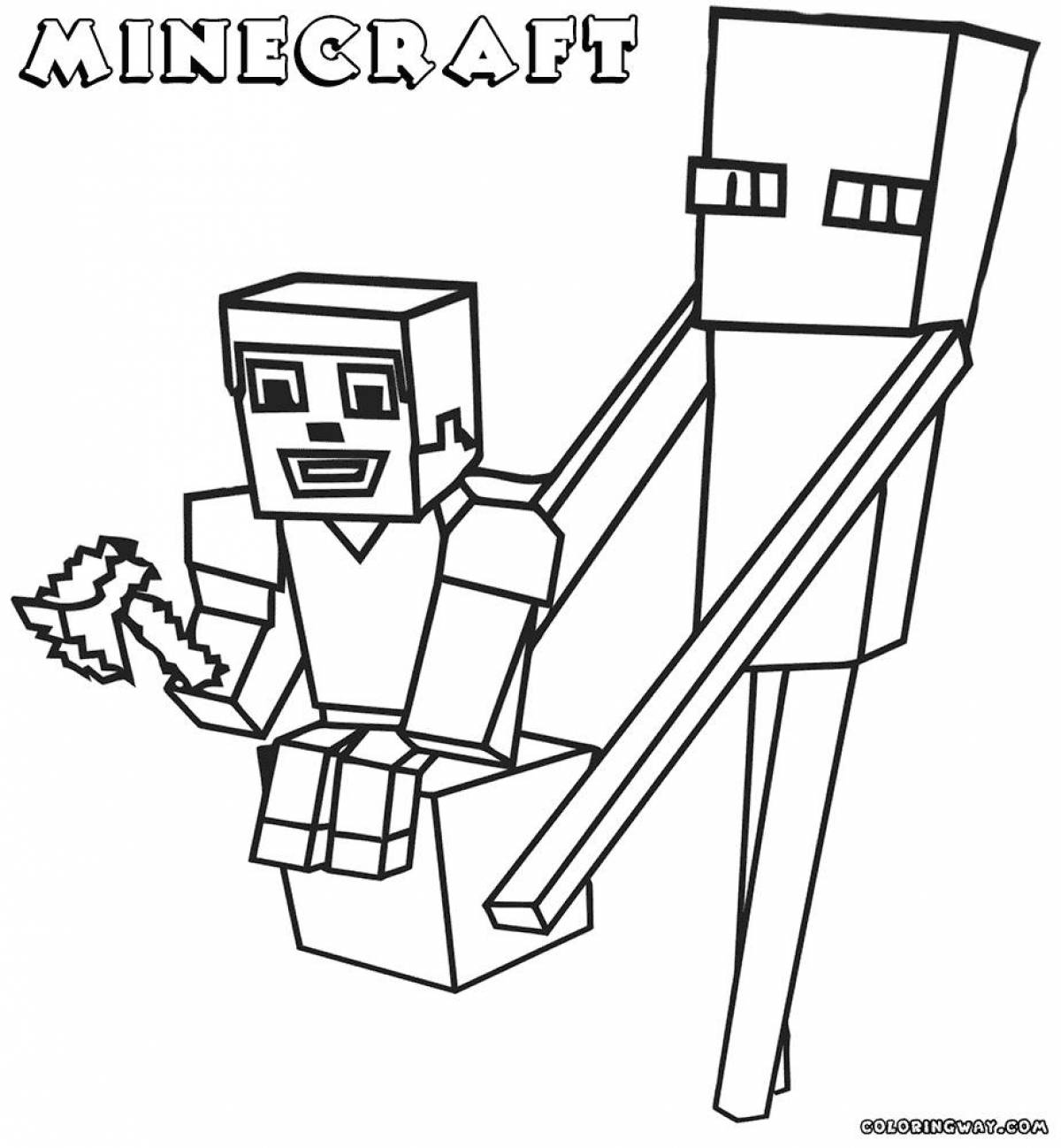 Magic zombies minecraft coloring page