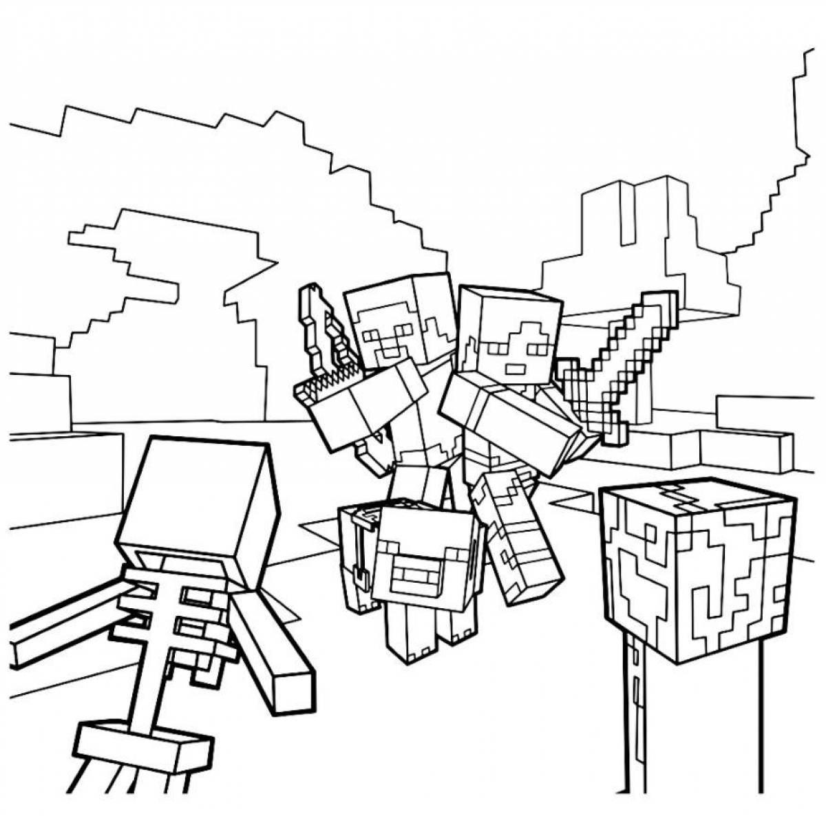 Animated minecraft zombie coloring page