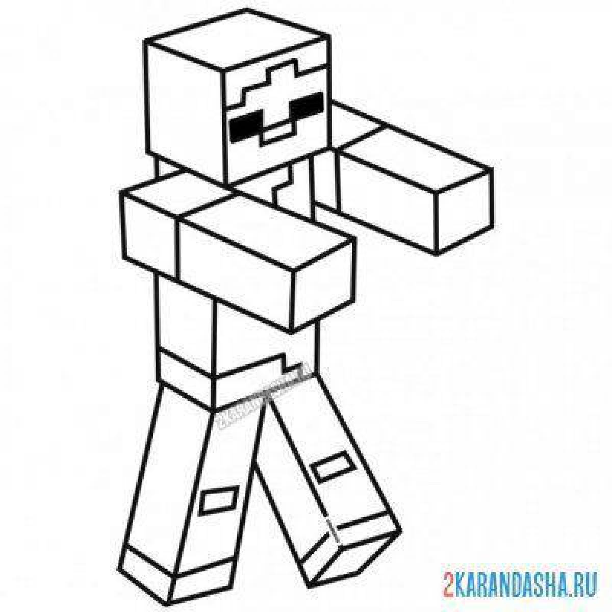 Creative minecraft zombie coloring page