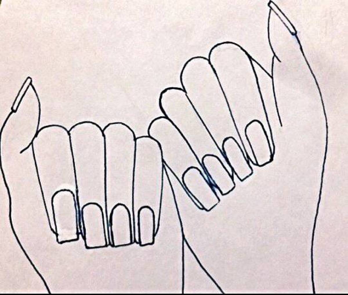 Раскраска красочная рука с ногтями