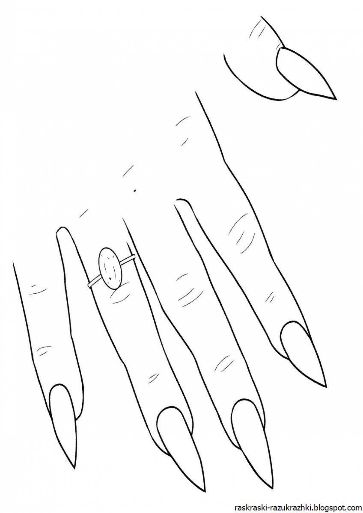 Coloring book shining hand with nails