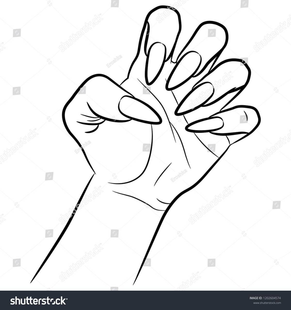 Раскраска ослепительная рука с ногтями