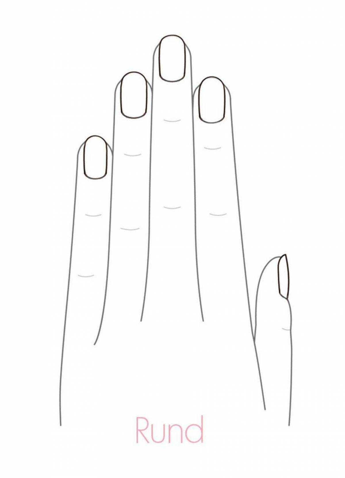 Анимированная страница раскраски рук с ногтями