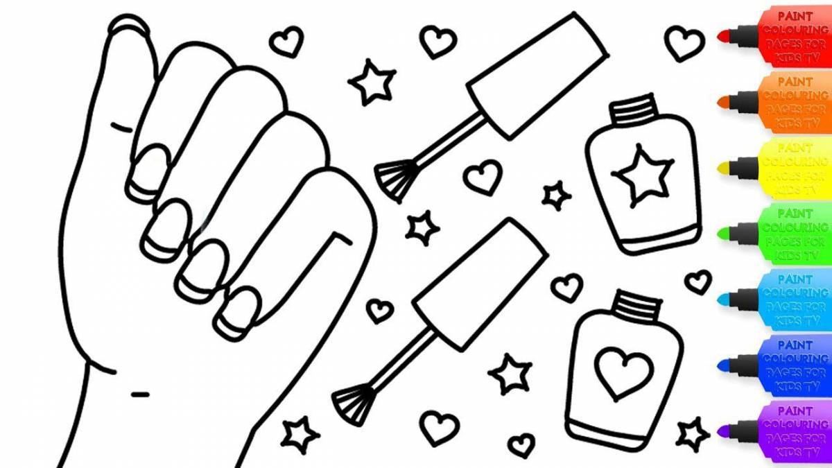Coloring book wild hand with nails