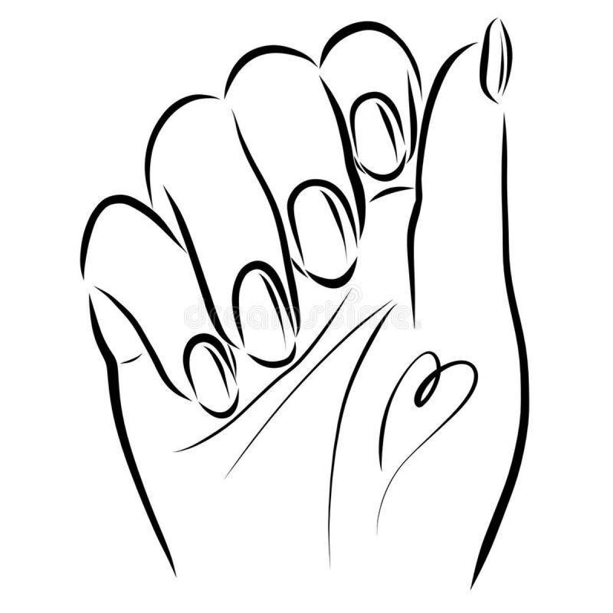 Раскраска манящая рука с ногтями