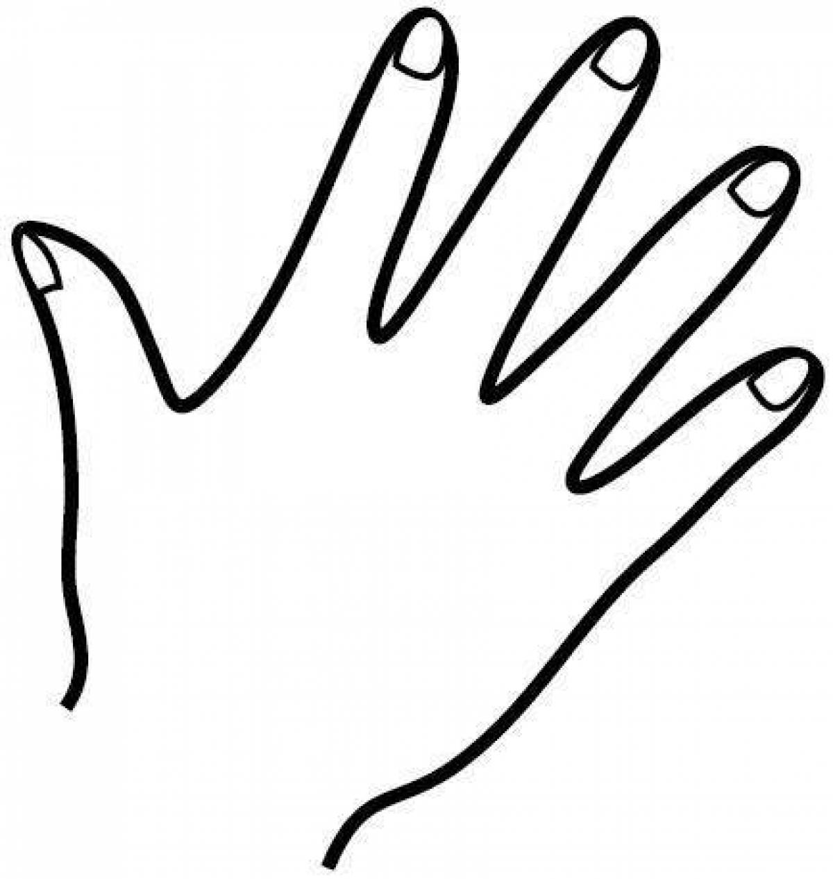 Раскраска величественная рука с ногтями