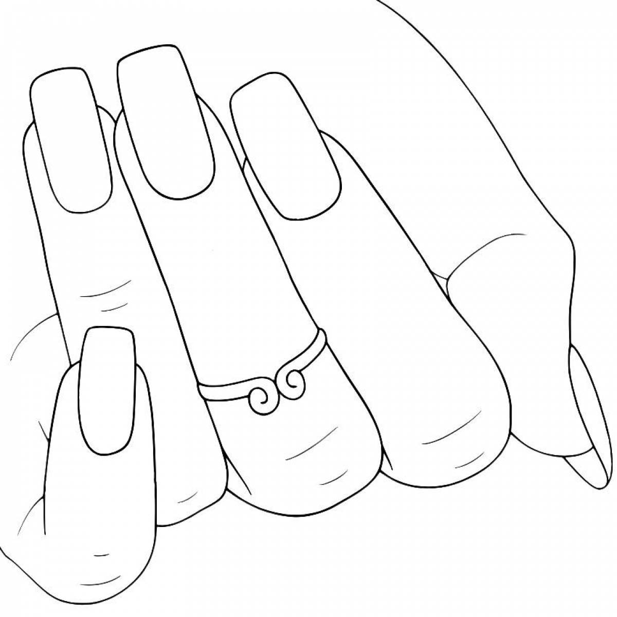 Раскраска царственная рука с ногтями