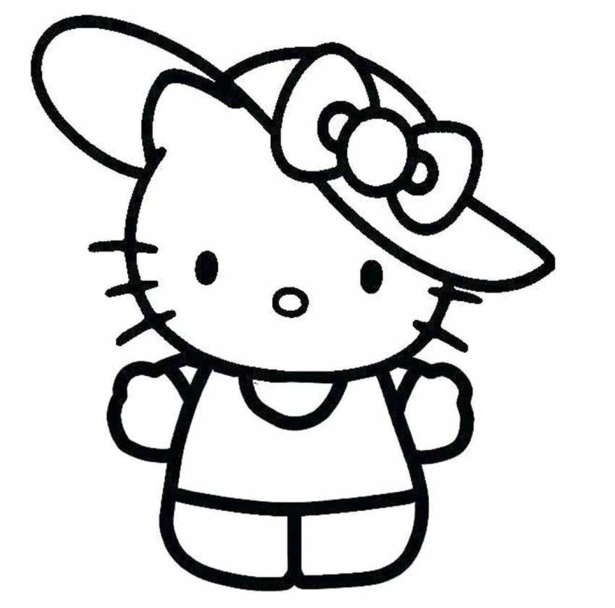 Colorful hello kitty coloring page