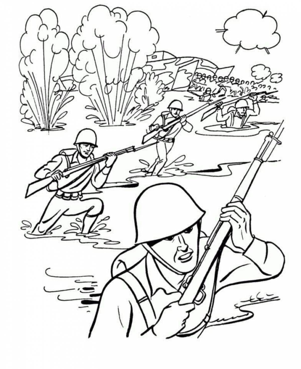 Imaginary war coloring book for elementary school kids