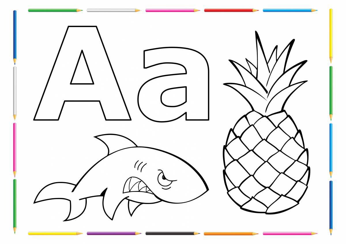 Colorful picture-based letters coloring pages for kids