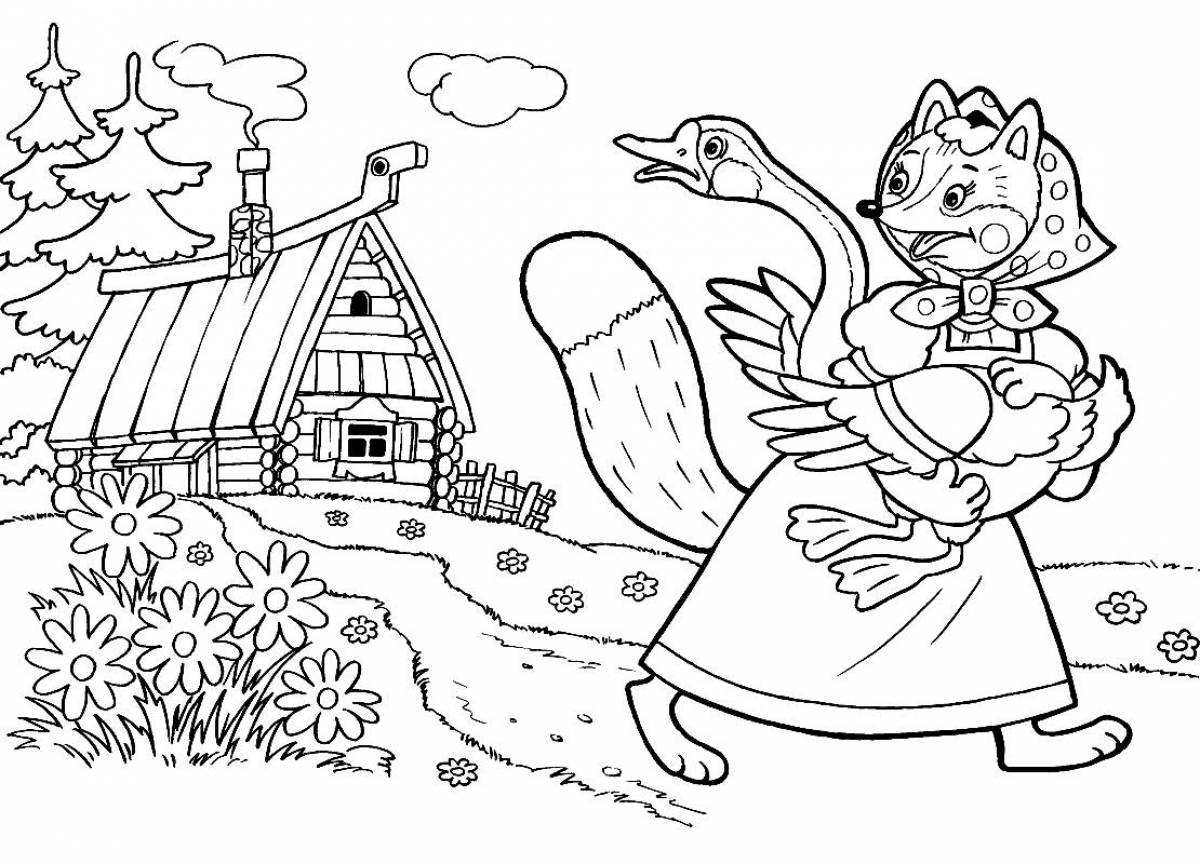 Delightful coloring book based on fairy tales