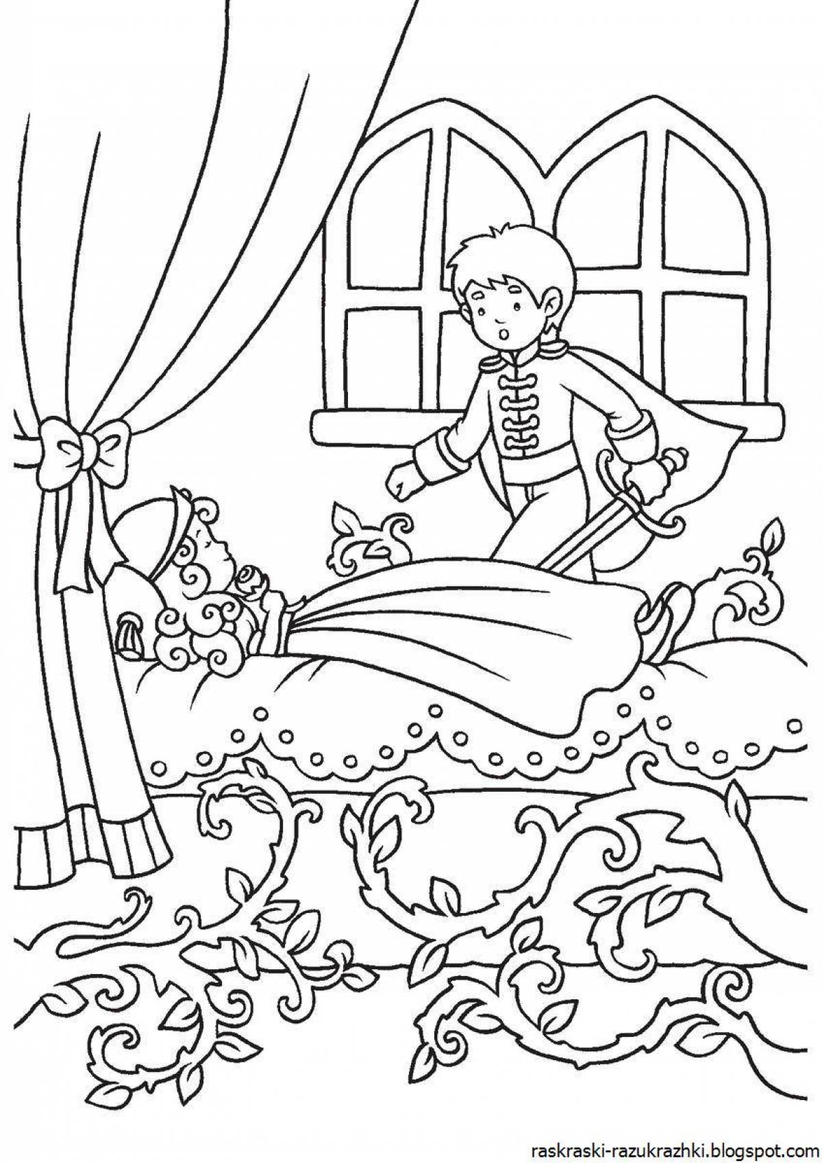 Playful coloring book based on fairy tales