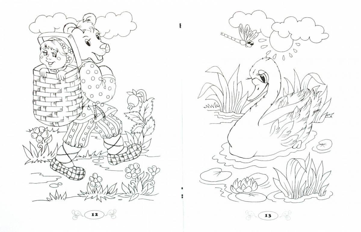 Funny coloring book based on fairy tales