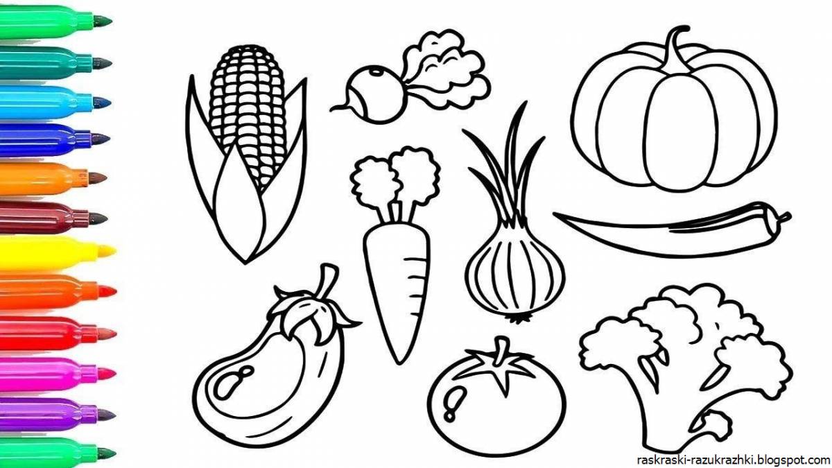 Shimmery vegetable coloring book