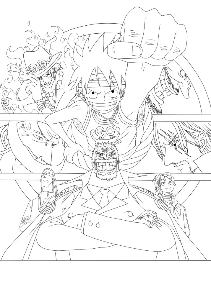 One piece playful coloring page