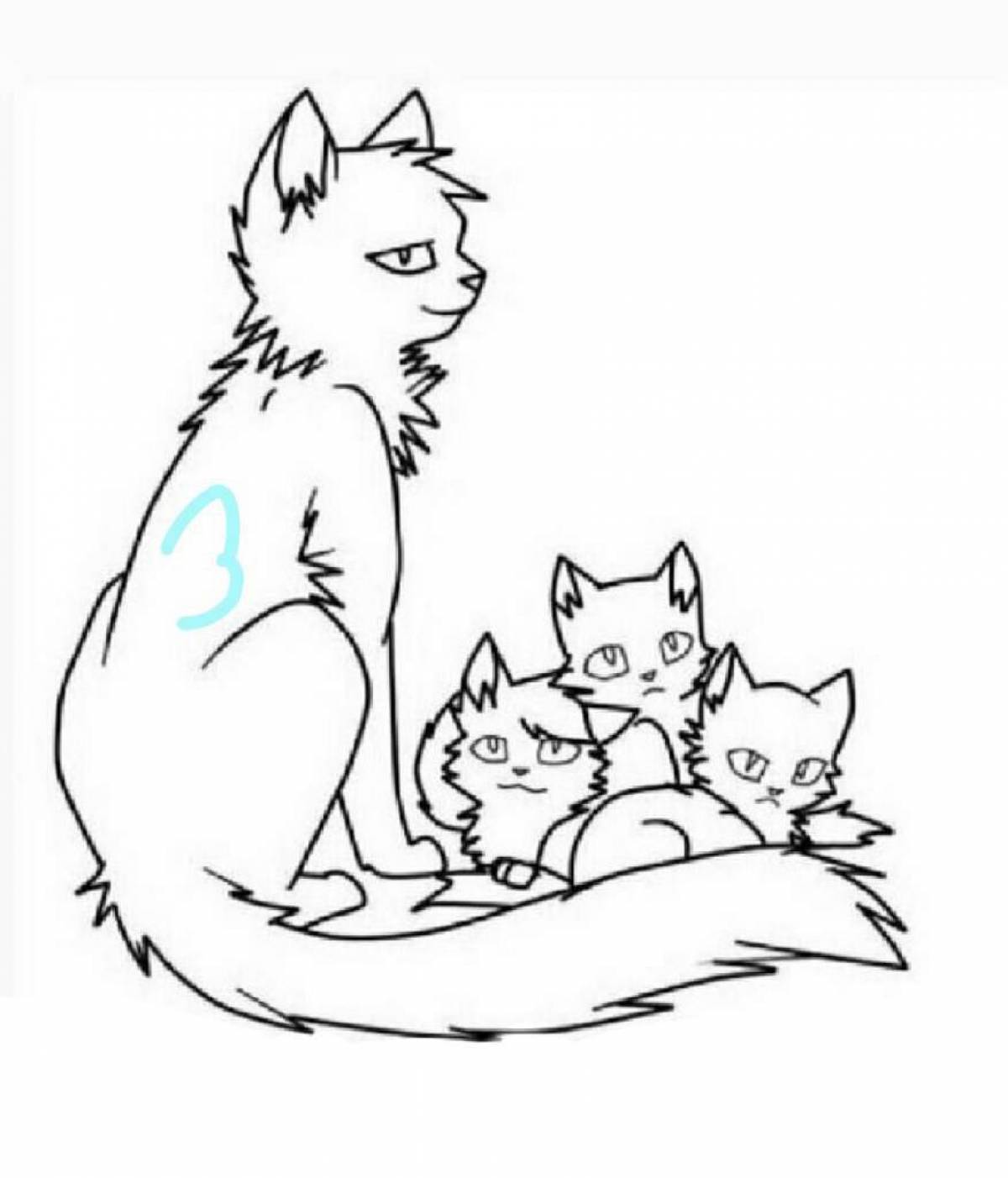 Анимированная страница раскраски кошки ланы