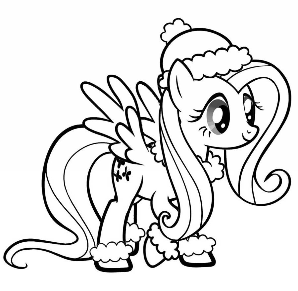 Coloring page fluffy pony
