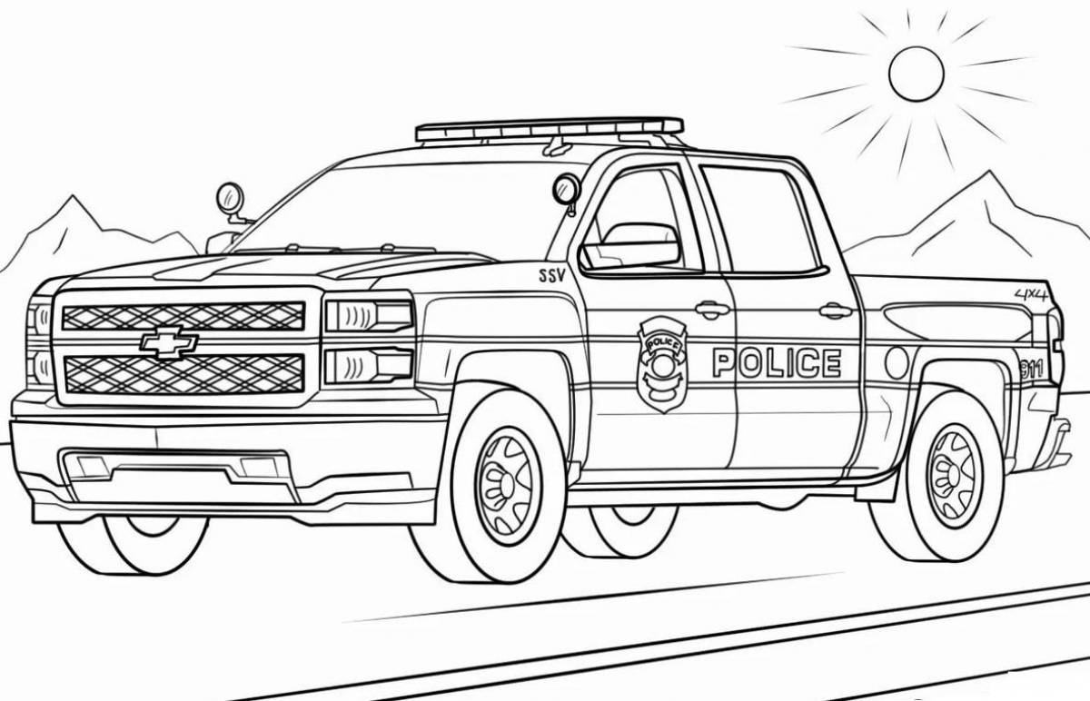 Coloring page joyful car police