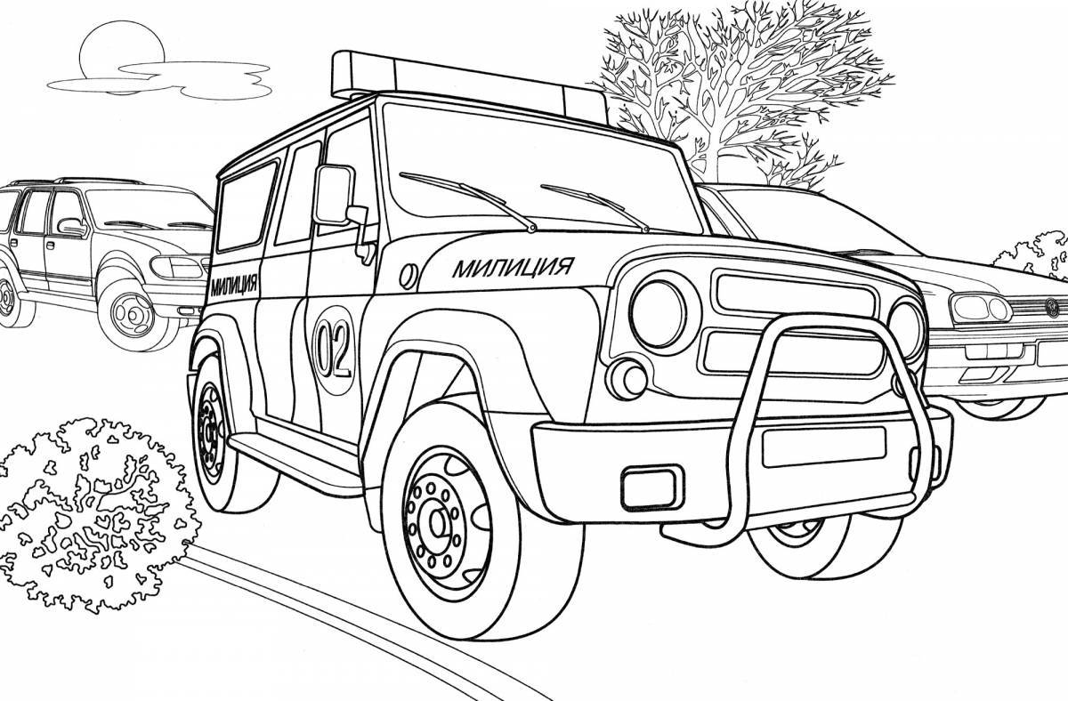 Amazing car police coloring page