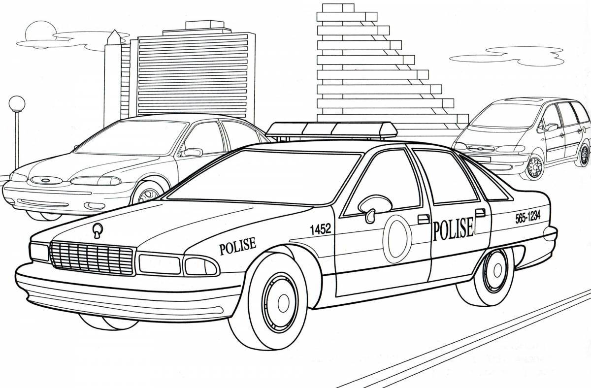 Dramatic police car coloring book