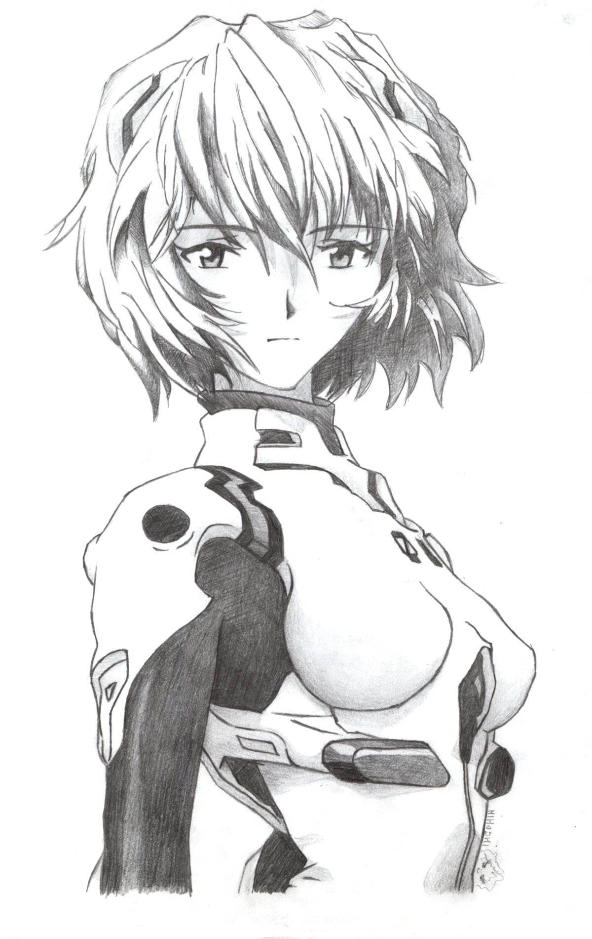 Ayanami rei playful coloring page