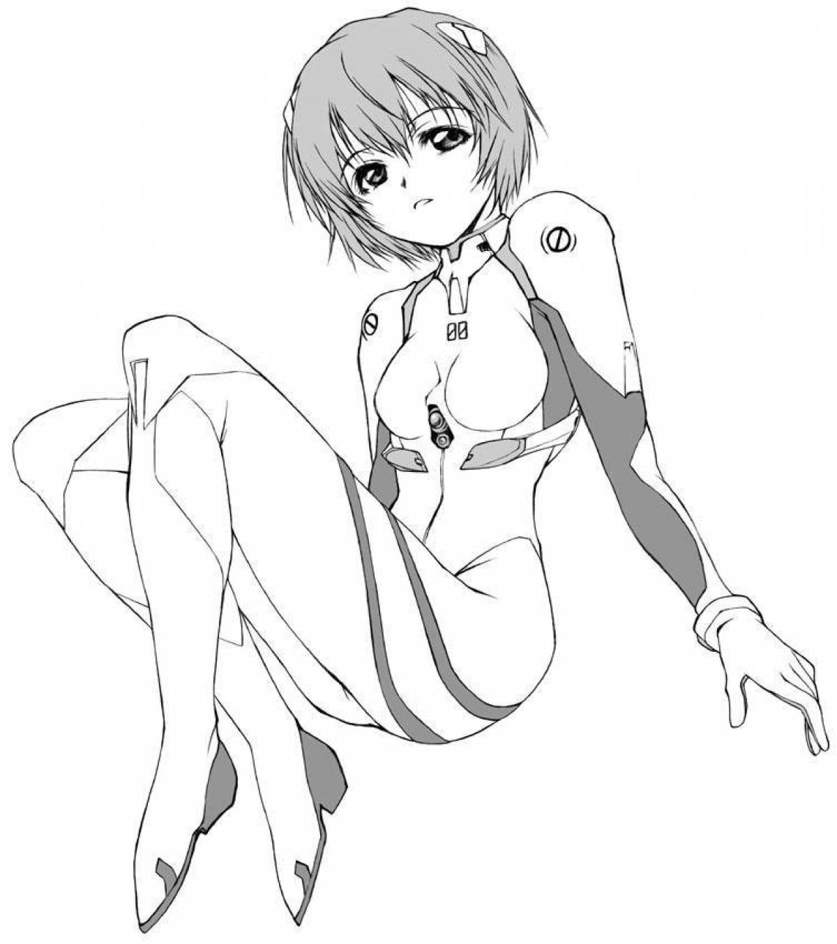Ayanami Rei's adorable coloring page
