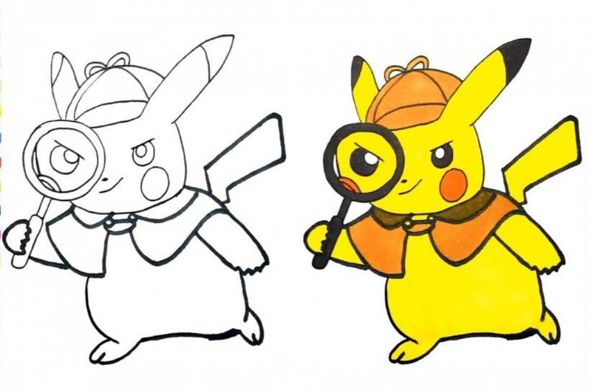 Coloring page dazzling pikachu