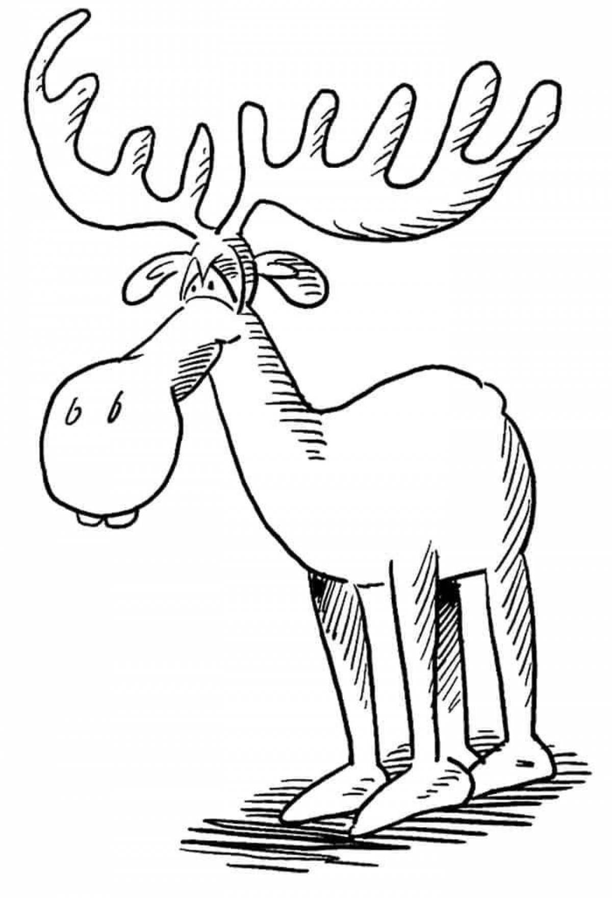 Coloring book magic elk for kids