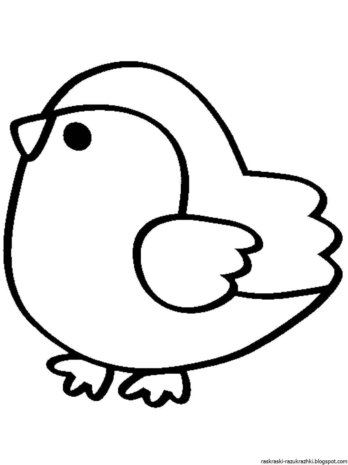 Bright bird coloring page for 3-4 year olds