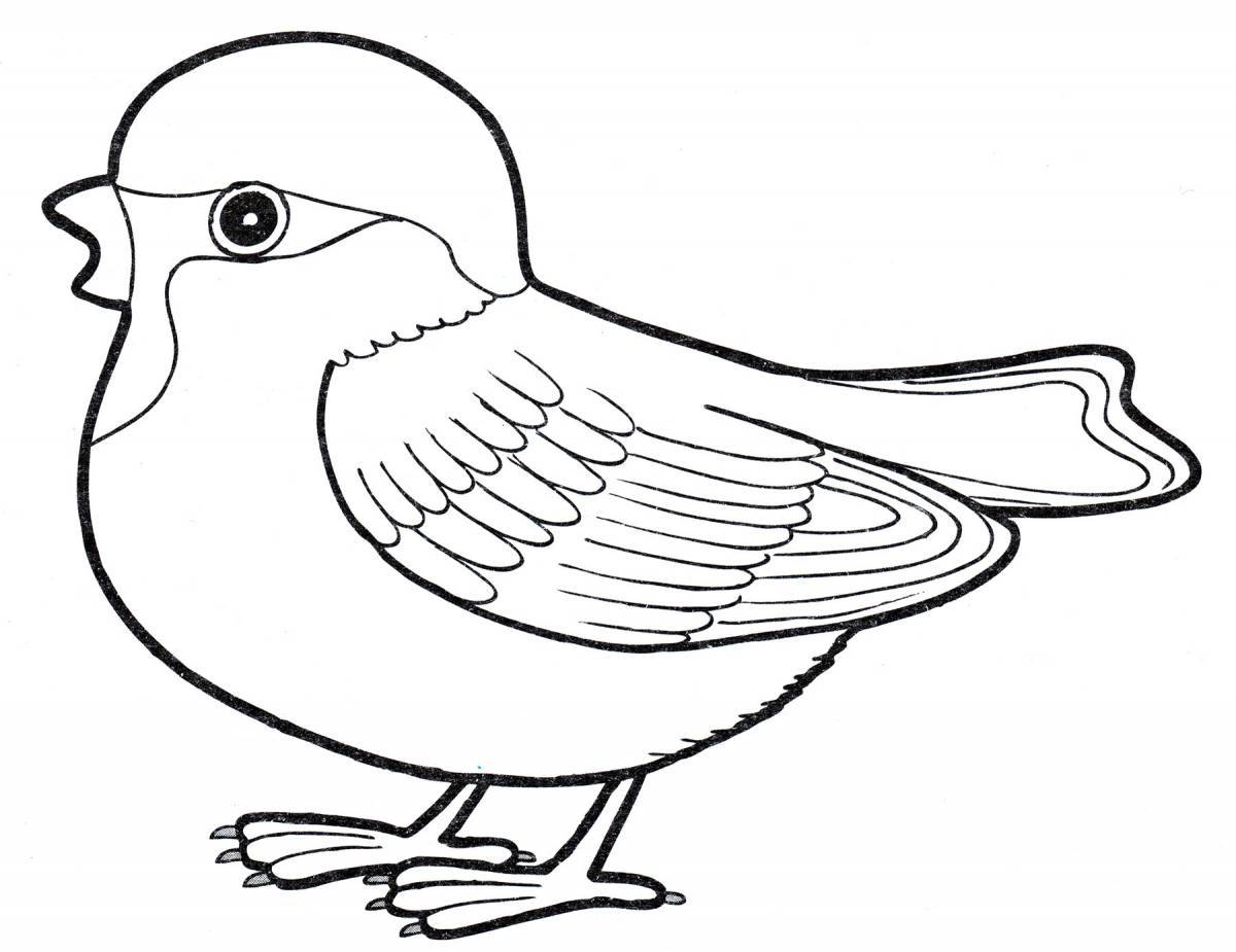 Раскраска «радостная птица» для детей 3-4 лет