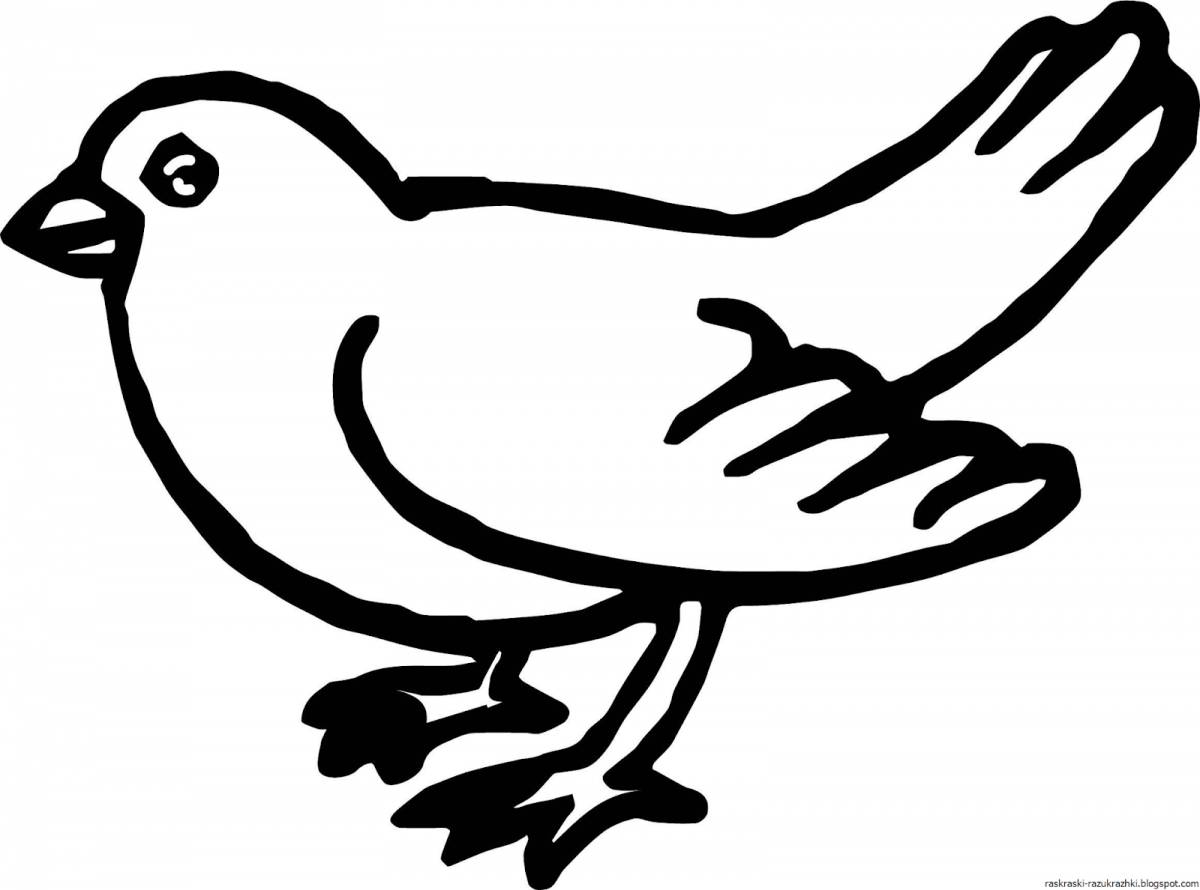 Игривая птичка-раскраска для детей 3-4 лет