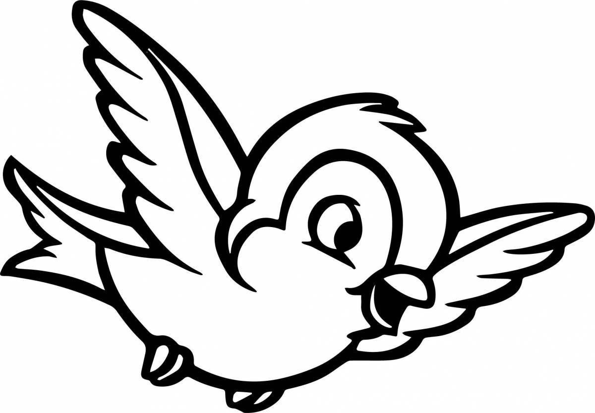 Fairy bird coloring page for 3-4 year olds
