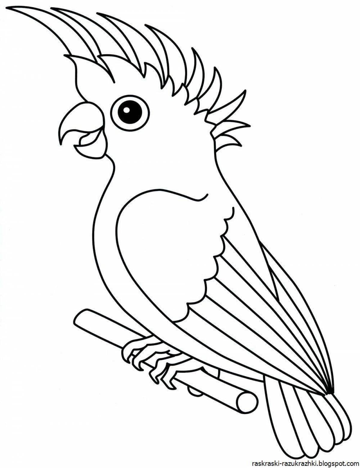 Amazing bird coloring page for 3-4 year olds