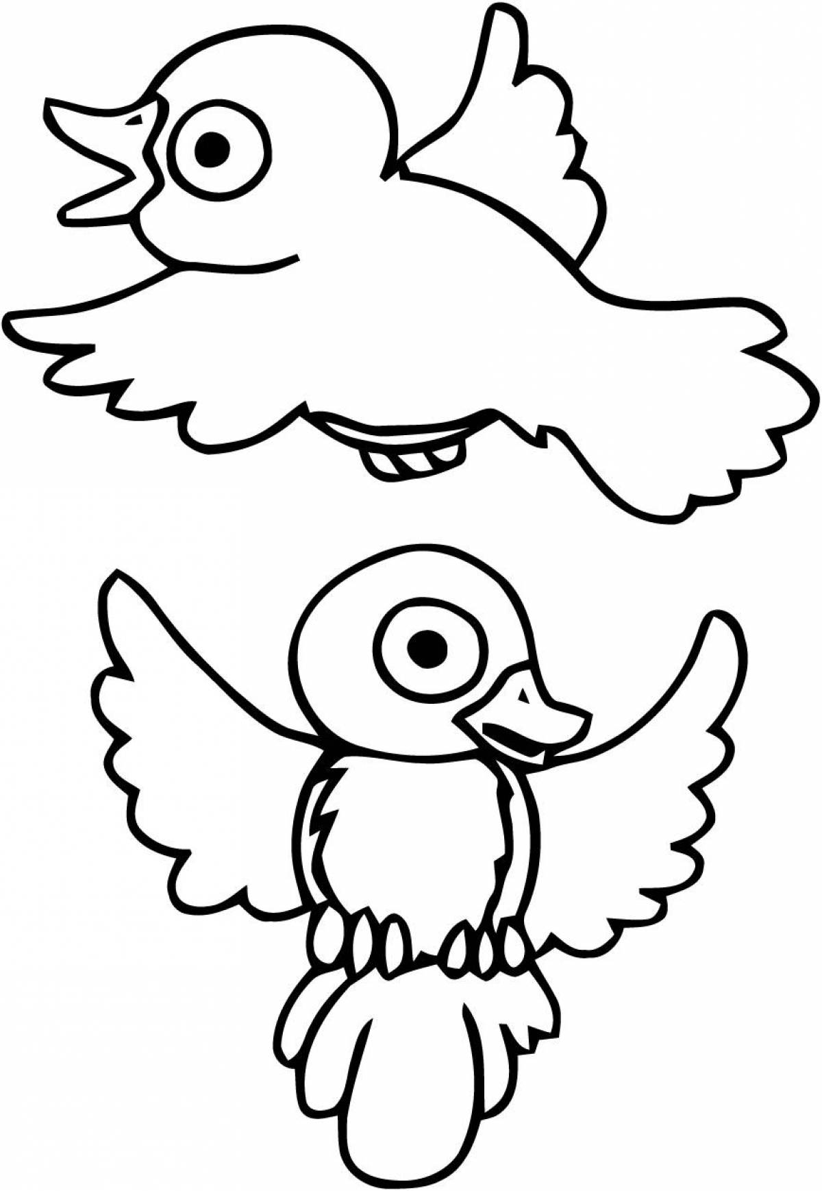 Выдающаяся страница раскраски птиц для детей 3-4 лет