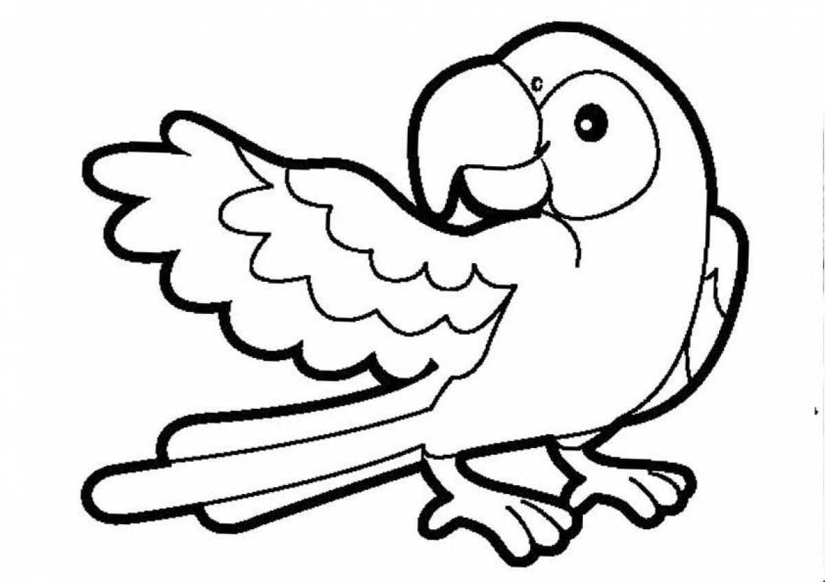 Страница раскраски светящихся птиц для детей 3-4 лет