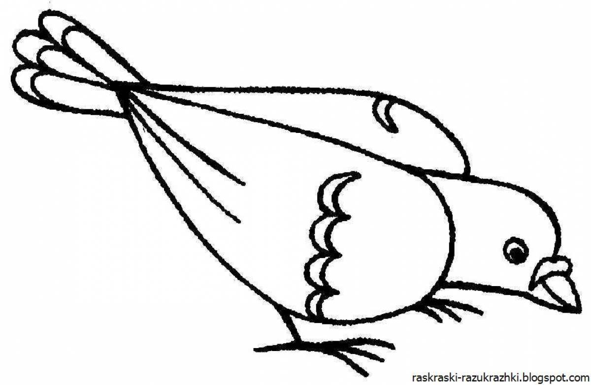 Glitter bird coloring page for 3-4 year olds