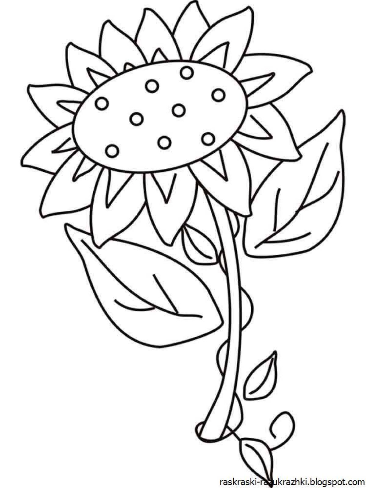 Fun flower coloring for 3-4 year olds