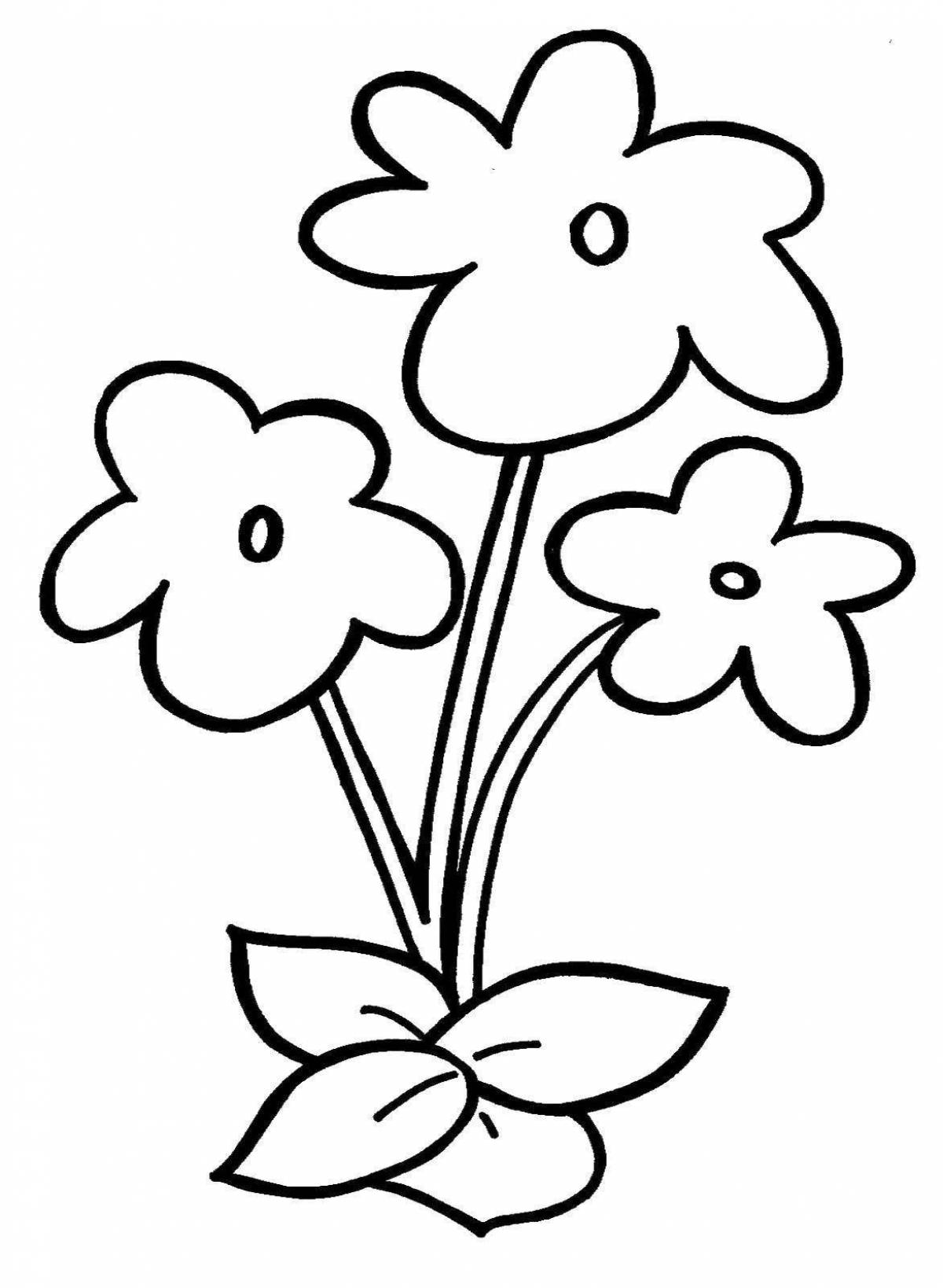 Славная раскраска цветок для детей 3-4 лет