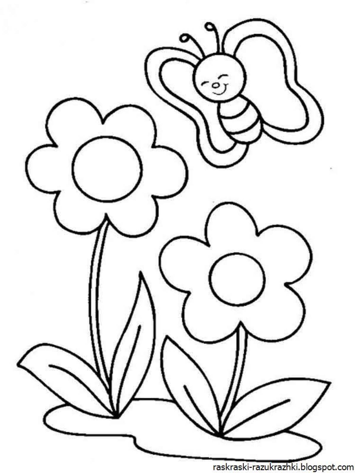 Очаровательная раскраска цветок для детей 3-4 лет