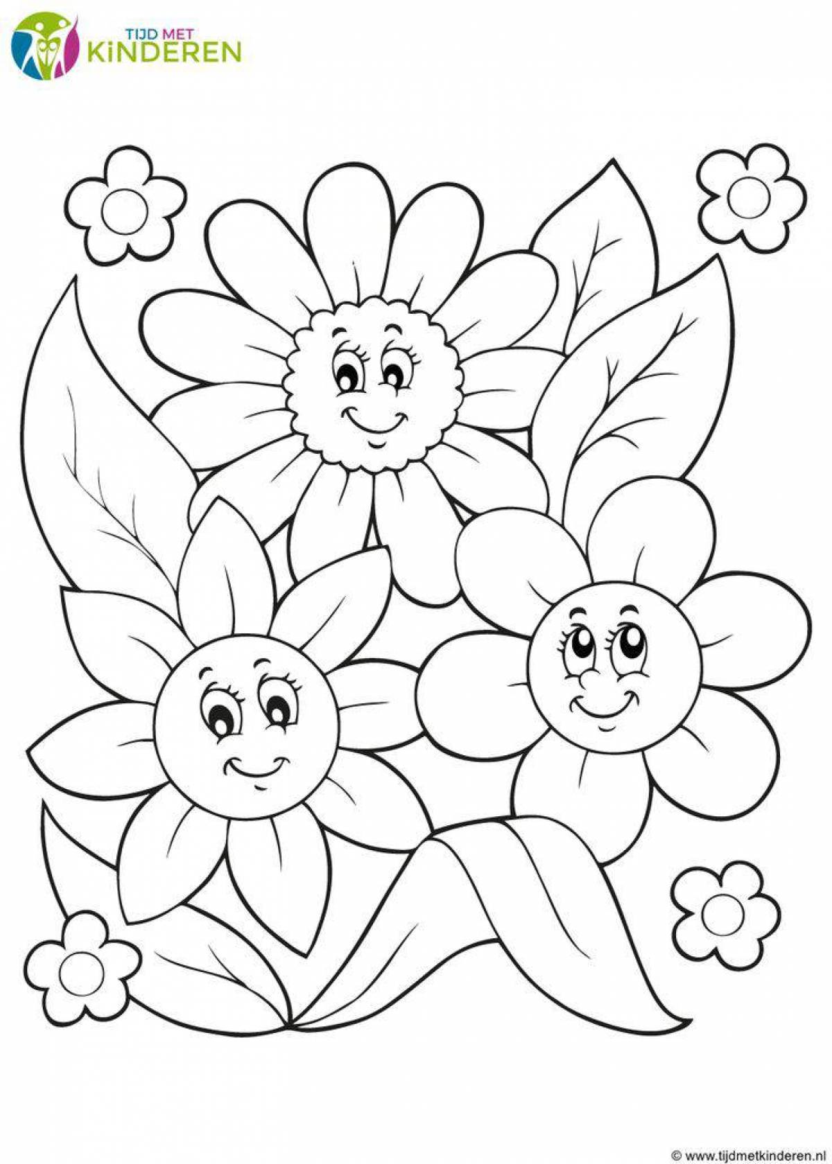 Sweet coloring flower for children 3-4 years old