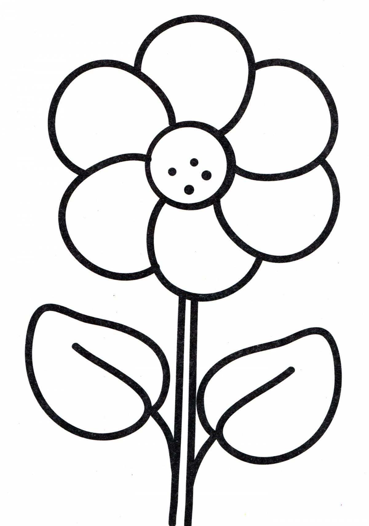 Увлекательная раскраска цветок для детей 3-4 лет