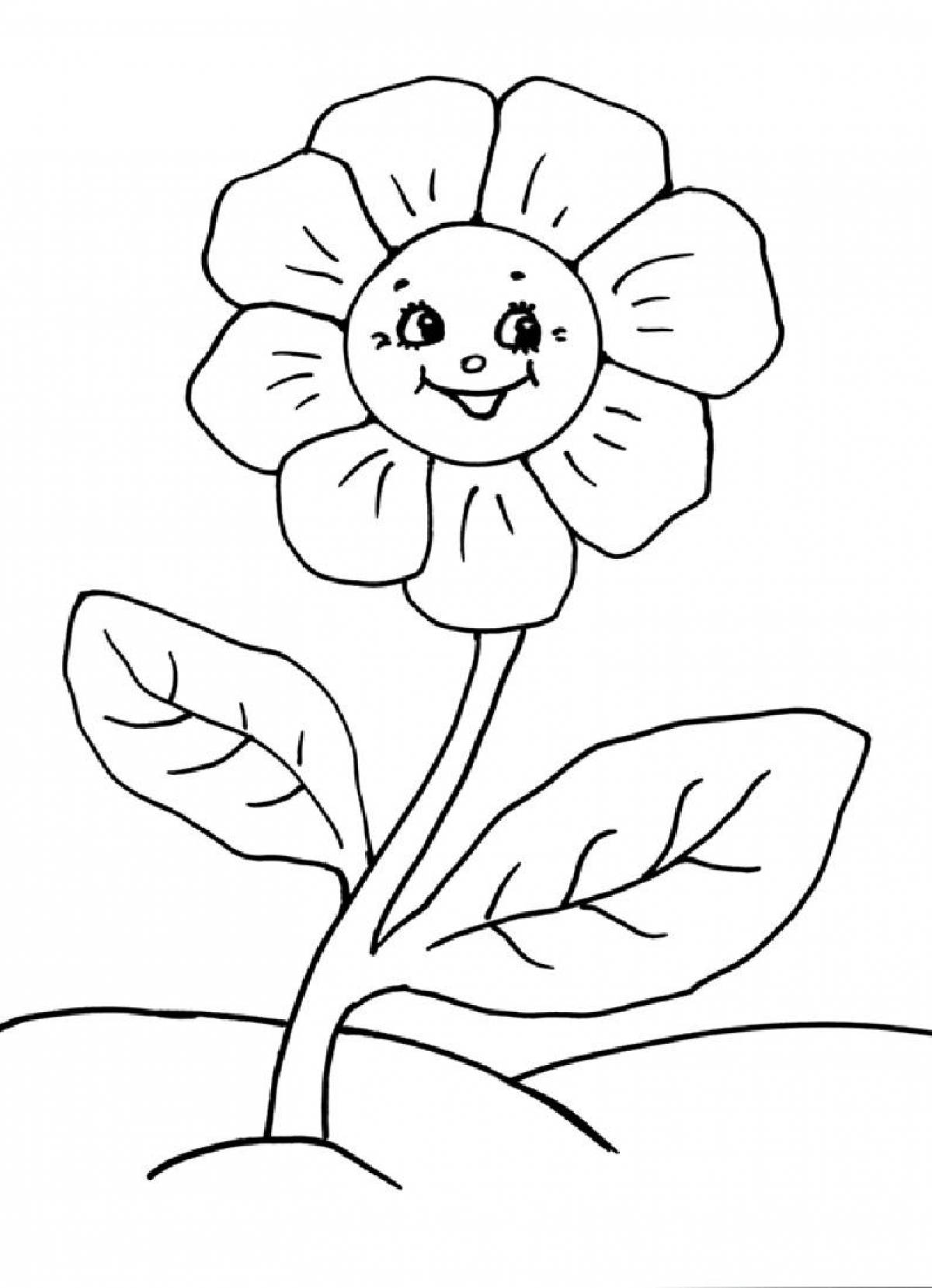 Fancy coloring flower for 3-4 year olds